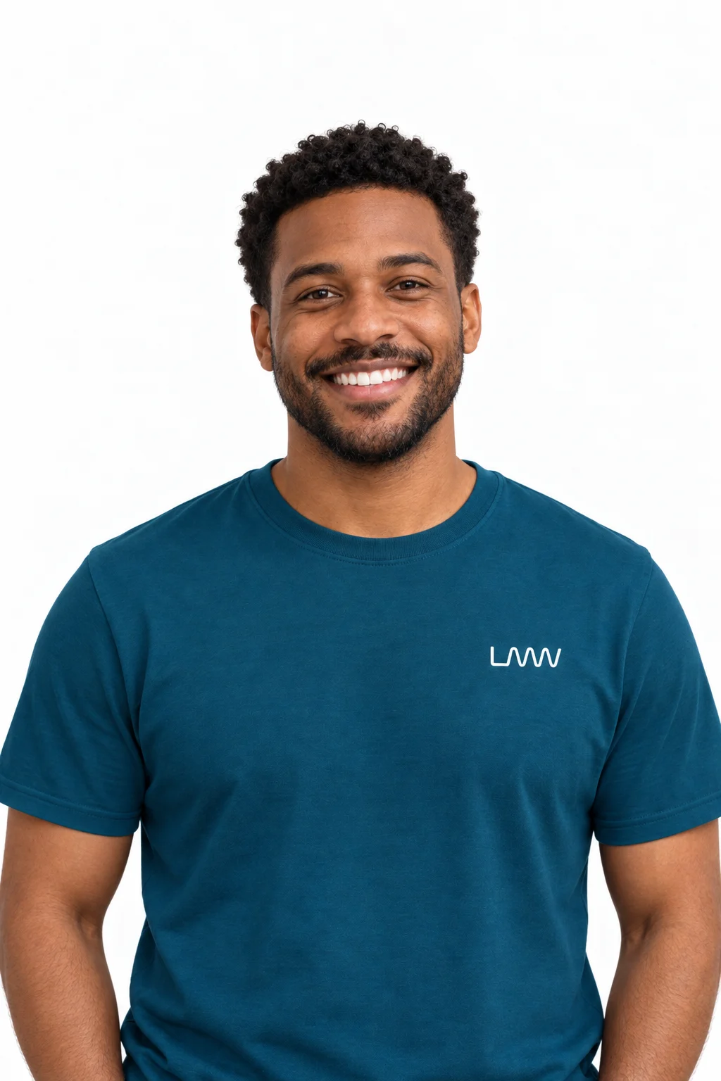 Представитель поддержки в бирюзовой футболке LMW; иллюстрация